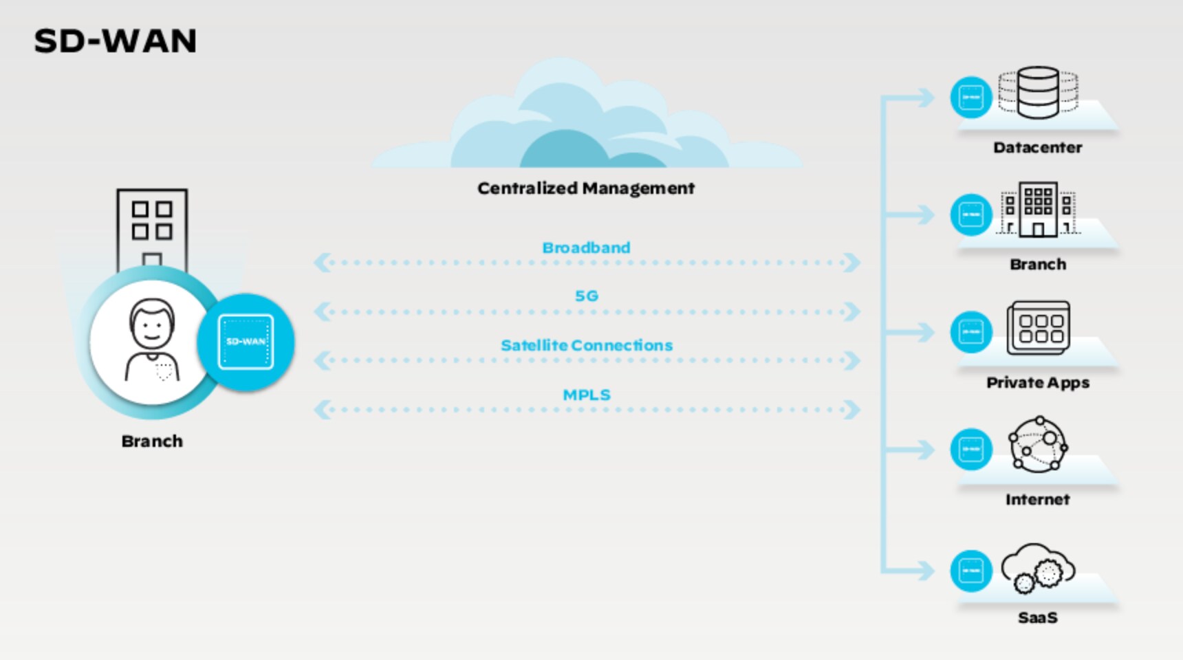 Diagram depicting SD-WAN functionality Diagram depicting SD-WAN functionality