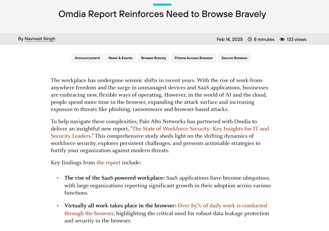 Omdia Report Reinforces Need to Browse Bravely