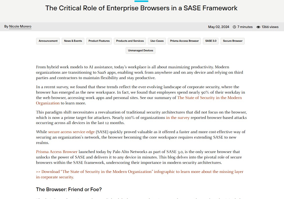 The Critical Role of Enterprise Browsers in a SASE Framework